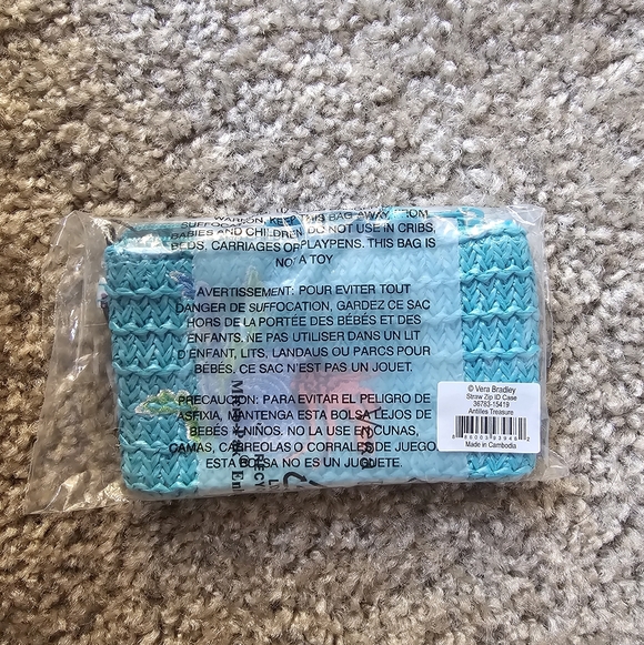 Vera Bradley Outlet Straw Zip ID Case Antilles Treasure - Picture 2 of 2